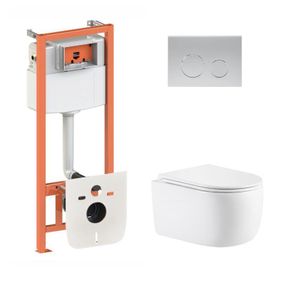 Готовое решение Qtap для ванной комнаты: подвесной унитаз Taurus Ultra Quiet 515×360×350 + комплект инсталляции Nest 4 в 1