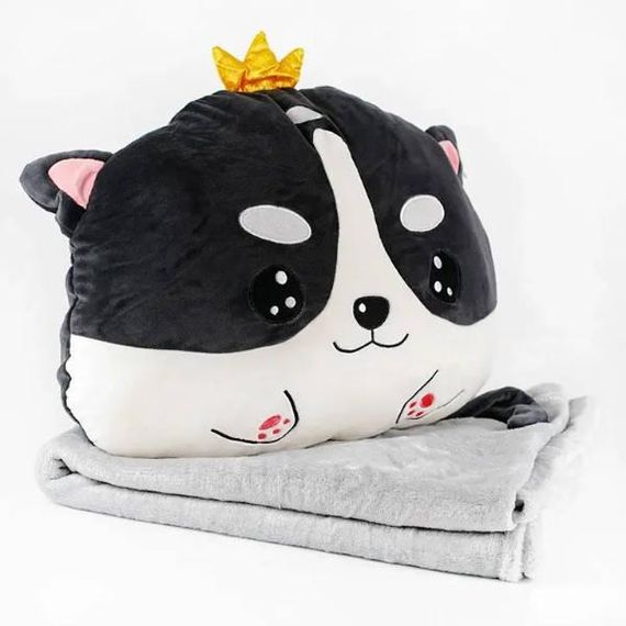 М'яка іграшка подушка + плед 104*175см 3в1 Собачка з короною