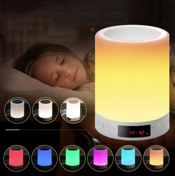 Світильник нічник сервісний акумуляторний S66+ з блютузом колонкою, скоба, FM-радіо, будильник, TF-card, AUX