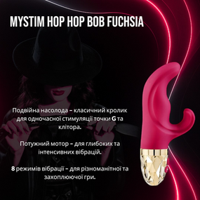 Потужний вібратор-кролик Mystim Hop Hop Bob для подвійної стимуляції (Fuchsia)