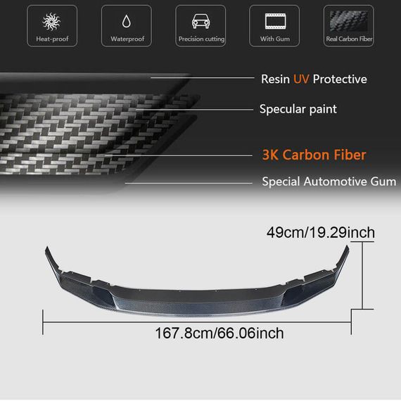 Накладка на передній бампер Lip V3 (для M5 F90 2017-2020, Карбон) для BMW 5 серія G30/31 рр | Зображення 6