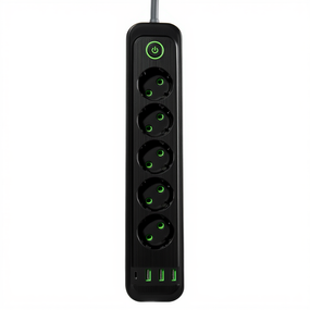 Мережевий фільтр-подовжувач 5 розеток 3xUSB-A 1xUSB-C 3м чорний HP-5-42