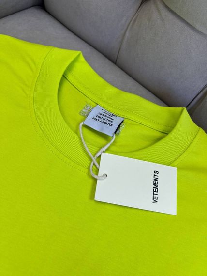 Футболка Vetements Paris France чоловіча бавовна, салатовий колір f727 | Зображення 2