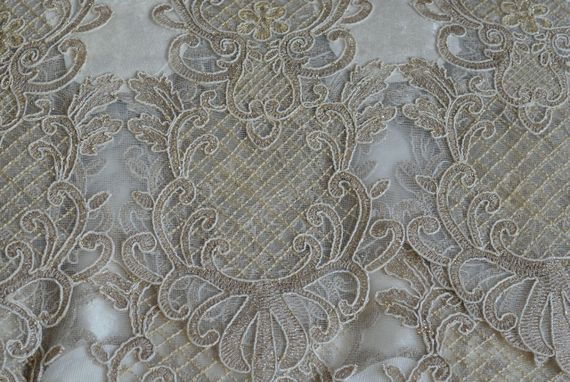 Велюрова скатертина з мереживом Haspen 160×300 см Kumsal, кремова | Зображення 3