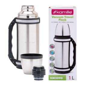 Термос 1000ml из нержавеющей стали с ручкой и ремешком