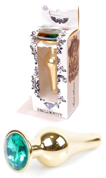 Анальний затор Boss Series - Jewellery Gold BUTT PLUG Green, BS6400069 sexstyle