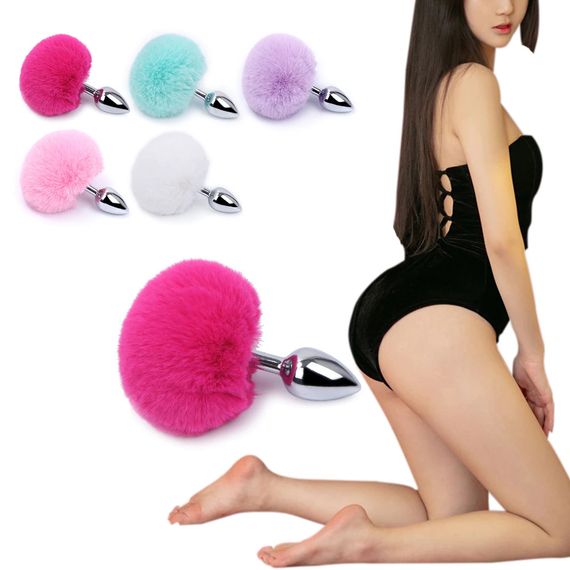 Анальная пробка с фиолетовым хвостиком размер S | Зображення 2