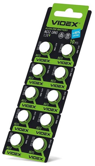Батарейка годинникова Videx AG12/LR43 BLISTER CARD 10 шт | Зображення 1