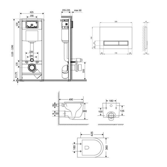Готовое решение Qtap для ванной комнаты: подвесной унитаз Taurus Ultra Quiet 485×360×350 + комплект инсталляции Nest 4 в 1 | Зображення 1