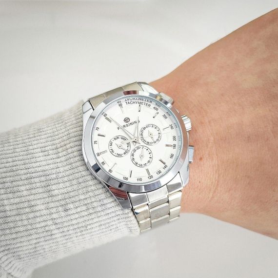 Механические мужские часы Forsining 6917 White/Silver | Зображення 2