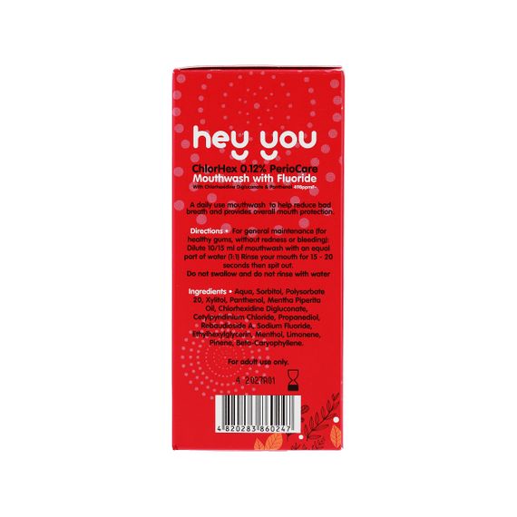 Антисептичний ополіскувач з хлоргексидином Hey You ChlorHex 0.12% PerioCare Mouthwash, 250 мл | Зображення 2