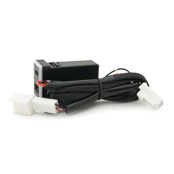 АЗУ врізне 60W-D01T03-С, PD+QC, Type-C: 30W, USB: 30W, LED підсвічування, комплект дротів з роз'ємами, 33x22х58mm, Black | Зображення 3