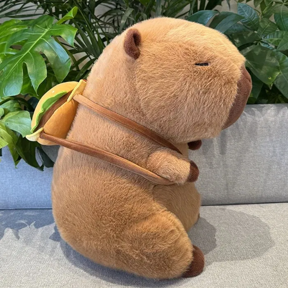 М'яка іграшка капібара з рюкзачком-бургером 30 см — плюшева іграшка-антистрес для дітей і дорослих, м'який і пухнастий подарунок | Зображення 3