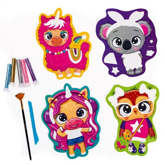 Набор для творчества "Glitter Art Блестящие зверята" VT4501-11, 5 флаконов с глиттерами | Зображення 3