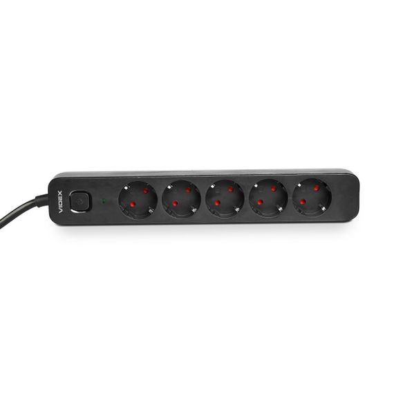 Мережевий подовжувач VIDEX ONCORD з/з 5п 3м (3x1.5мм) з кнопкою Black | Зображення 3