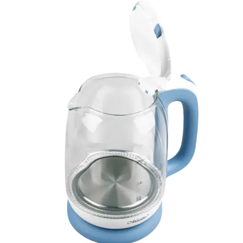 Електрочайник 1,7л 1850-2200W скло (диск) блакитний MR-056-BLUE Maestro | Зображення 1