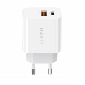 Зарядний пристрій мережевий USB/Type-C QC+PD 20W білий Havit HV-UCP007