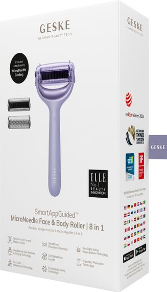 Електронний ролер для обличчя та тіла з мікроголками GESKE MicroNeedle Face&Body Roller 8в1 purple | Зображення 7