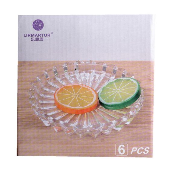 Набір із 6 тарілок для подачі по 12 см скляні прозорі круглі HP-YH-31 | Зображення 7