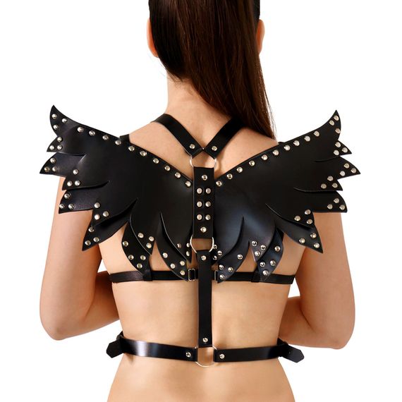 Жіноча портупея Art of Sex - Wings чорна L-2XL, екошкіра