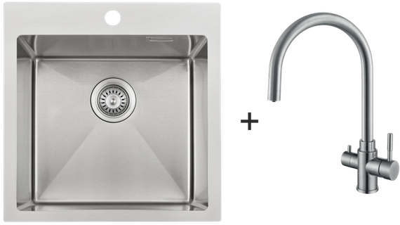 Мийка BR 50x50 Celldecor + Змішувач SKС 90 ST Inox 8213.401.0002