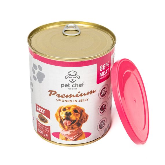 Вологий корм для собак Pet Chef шматочки в желе з яловичиною 800 г | Зображення 2