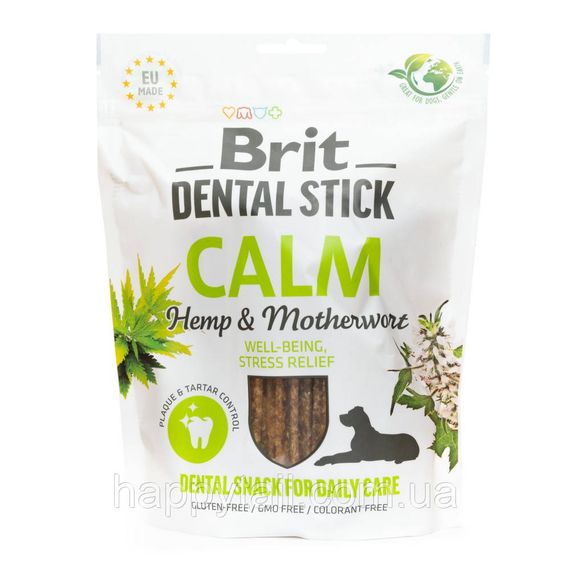 Стоматологические палочки для собак Brit (Брит) Dental Stick Calm - с коноплей и пустырником, успокаивающие, 7 шт (251 г) | Зображення 4