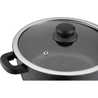 Кастрюля Ardesto Gemini Anzio скляна кришка 24 см 4,4 л чорна (AR2424GE) | Зображення 1