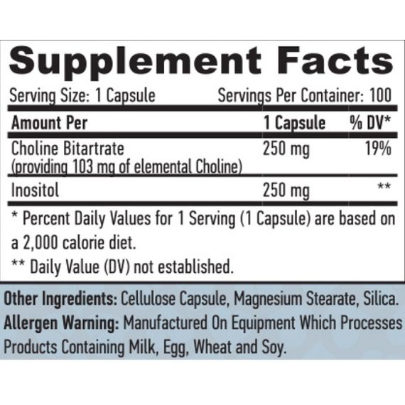 Інозитол Haya Labs CHOLINE & INOSITOL 100 Veg Caps | Зображення 1