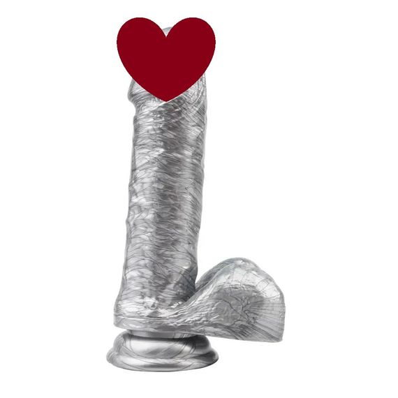 Фалоімітатор з мошонкою на присосці Chisa Dark Muscle, сріблястий Sex Aura