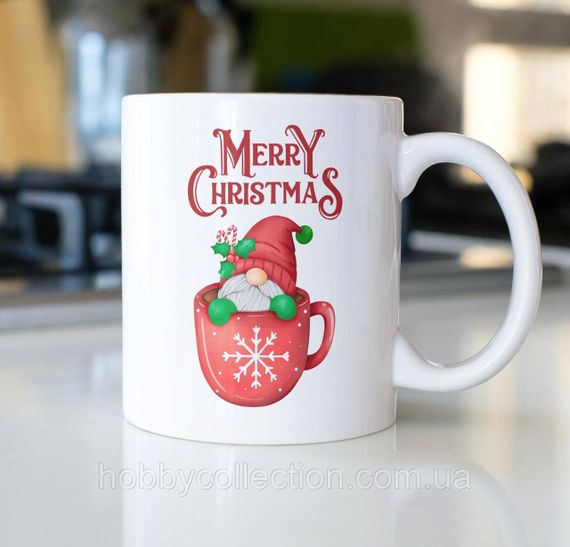 Кружка з принтом "Merry Christmas" 330 мл Біла
