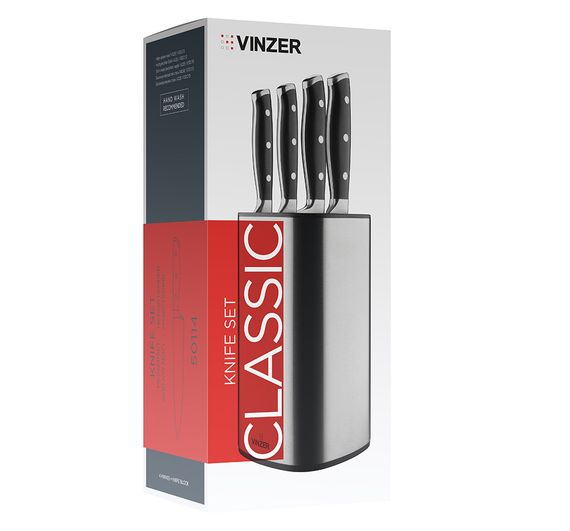 Набор кухонных ножей с подставкой Vinzer Classic 50114, 5 предметов, нержавеющая сталь, острые | Зображення 8