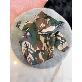 Дождевик для  собак МИЛИТАРИ с капюшоном, плащ без задних лапок, зеленый