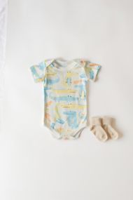 Боді інтерлок короткий рукав принт Крокодил світлий від 1 міс до 2-х років 68