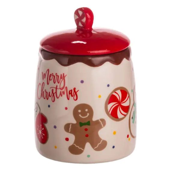 Банка для сыпучих продуктов с крышкой из фарфора 9×13 (см) Merry Christmas CR-1-42 | Зображення 3
