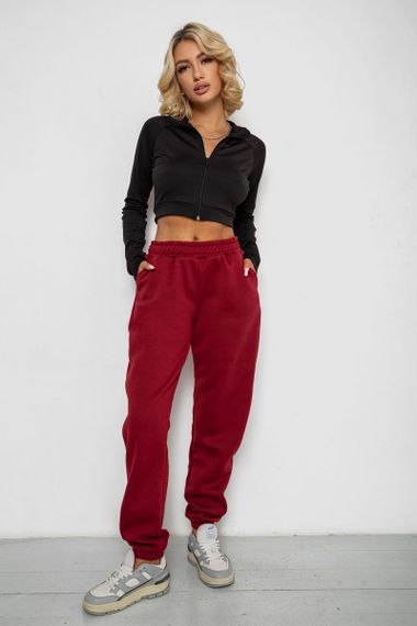 Спортивные штаны женские на флисе, цвет бордовый, 238R58672 | Зображення 1