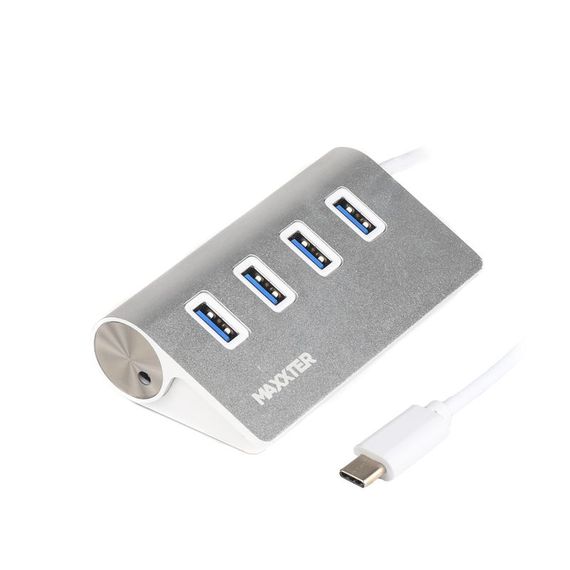 Хаб USB 3.0 Type-С HU3С-4P-01 на 4 порти, метал, сріблястий