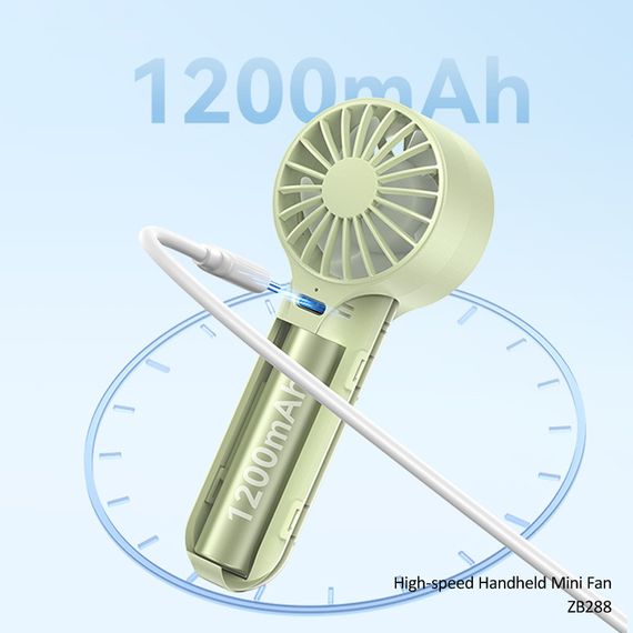 Портативный вентилятор Usams ZB288 Handheld mini fan 1200 mAh Green | Зображення 4