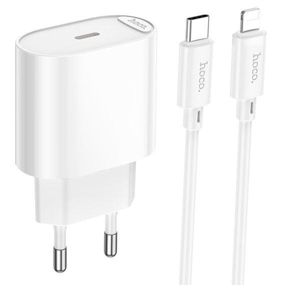 МЗП Hoco C109A Fighter PD20W+QC3.0 (1USB-A/1C) + кабель Type-C to Lightning White