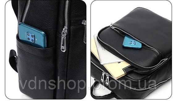 Чоловічий шкіряний рюкзак для поїздок та прогулянок 30х40х17, сумка на спину в офіс Tiding Bag 75362 чорна | Зображення 5