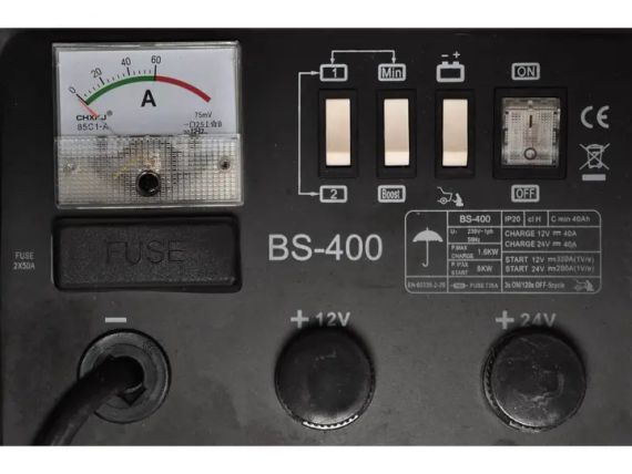 Пуско зарядний пристрій автомобільного акумулятора 40А старт 400А АКБ 12-24V 1,6 кВт стріл. інд Organic Assistant BS-400 | Зображення 2