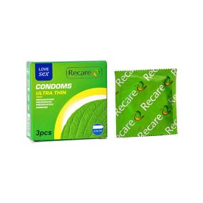 Презервативы Ultra Thin Mint Condoms 3шт, ультратонкие, аромат: мята