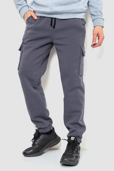 Спорт штани чоловічі карго на флісі, колір темно-сірий, 241R0651