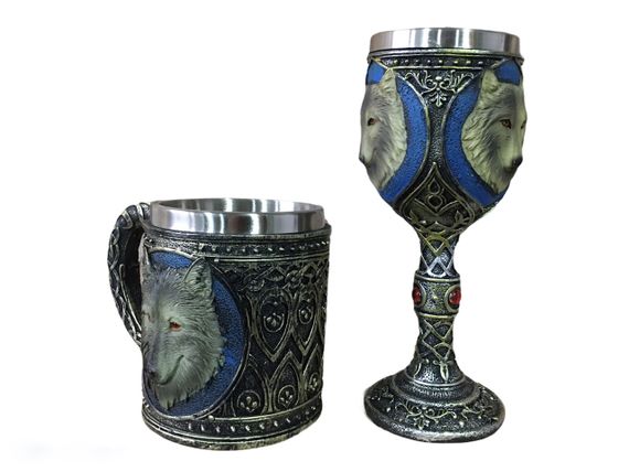 Подарунковий набір "Вовк" — кружка 400 мл + бокал 200 мл у фентезі стилі | Зображення 3