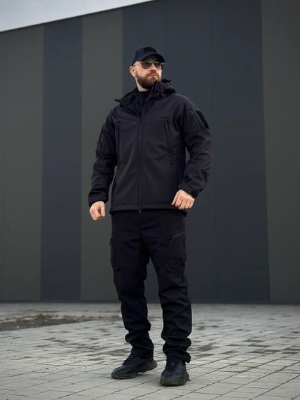 Військова куртка на флісі Soft Shell Military Black | Зображення 9