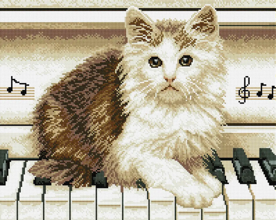 Алмазна мозаїка Котик на роялі 40х50 см ColorArt  SP056