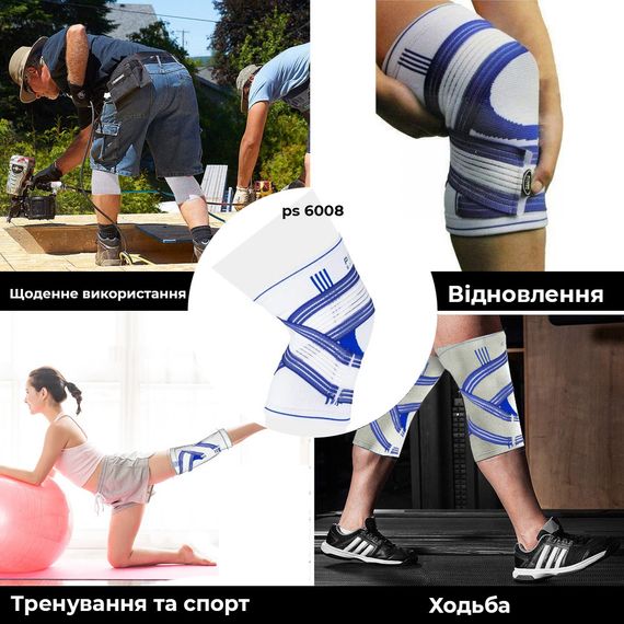 Наколінник Power System PS-6008 Knee Support Pro Blue/White (1шт.) L/XL | Зображення 1