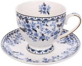 Чайний порцеляновий набір "Vintage Blue" 6 чашок 250мл та 6 блюдець