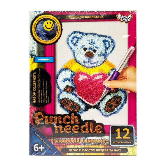 Набор для творчества: килимовая вышивка Мишка голубой "Punch Needle" PN-01-06