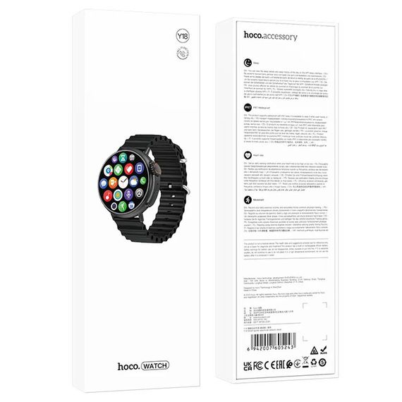 Смарт-годинник Hoco Smart Watch Y18 Smart sports watch (call version) Black | Зображення 3